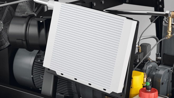 Refroidisseur final d'air comprimé intégré de série dans les compresseurs de chantier MOBILAIR de KAESER COMPRESSEURS.