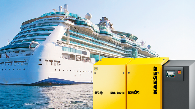 Surpresseurs à vis Kaeser pour l’utilisation sur les navires de croisière.