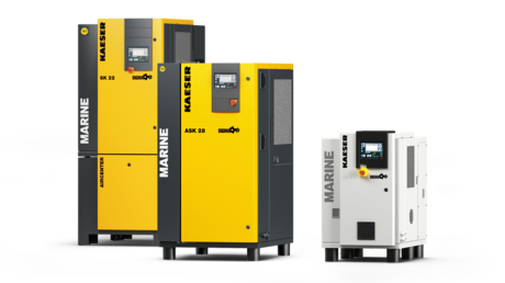 Compresseurs à vis spécialement conçus pour les utilisations maritimes de l’air comprimé.